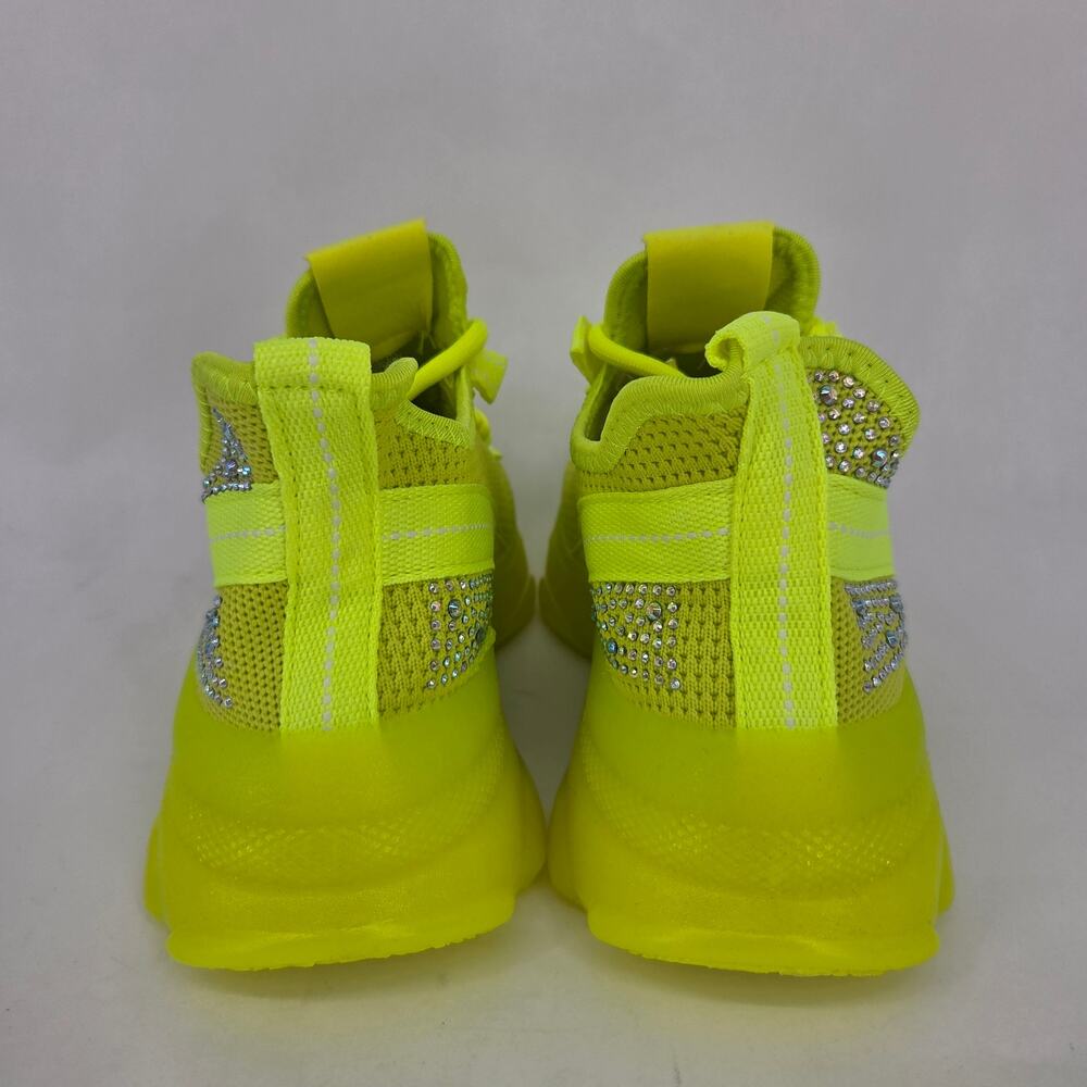 NEW AMS Chunky Jelly Sole Platform Rhinestone Sneaker Neon Yellow NEW Size 8.5 - Picture 7 of 10